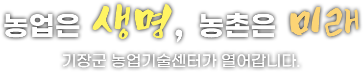 농업은 생명, 농촌은 미래 기장군 농업기술센터가 열어갑니다.