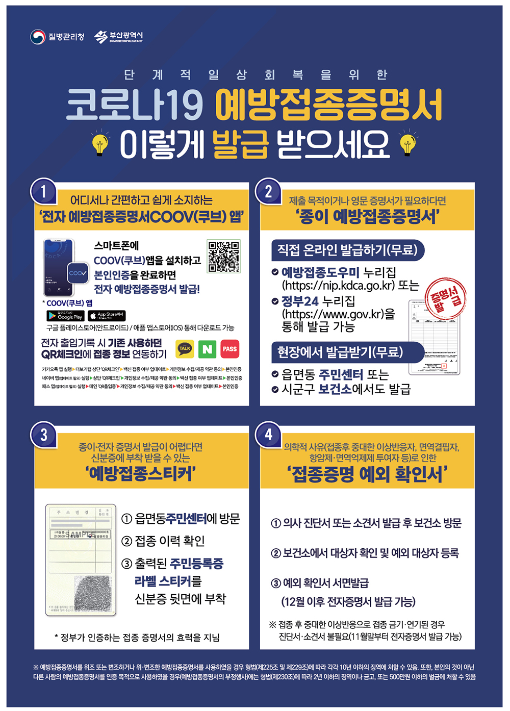코로나19 예방접종 증명방법 안내