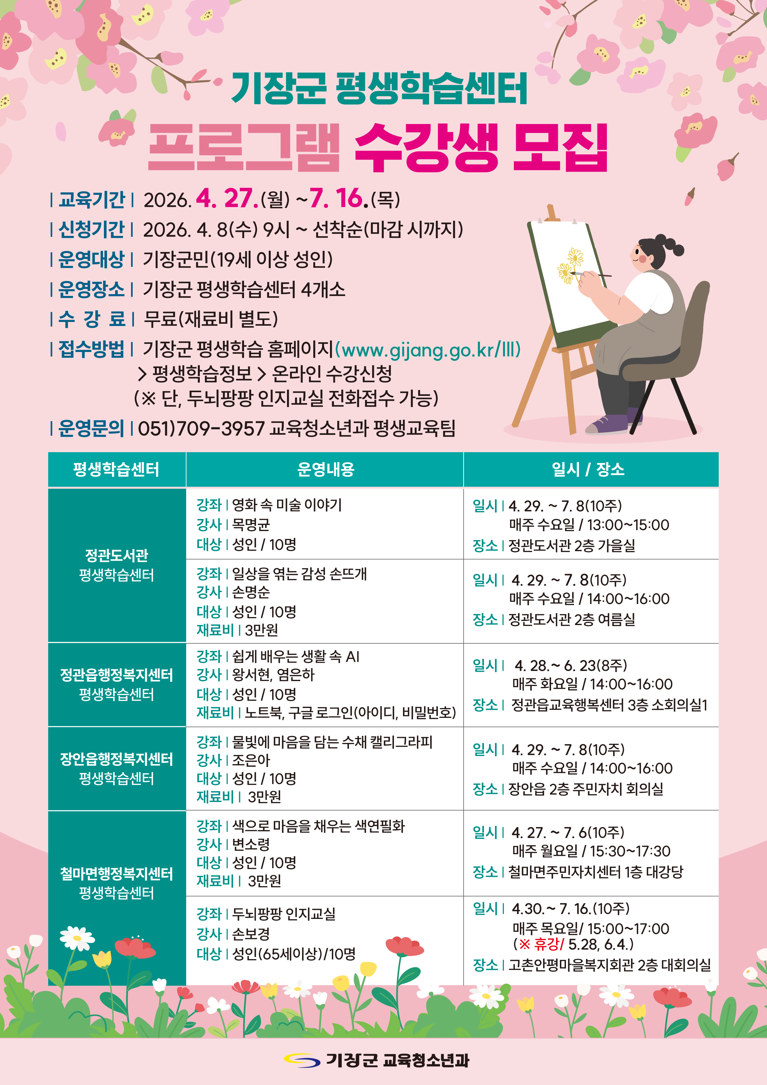 [모집] 2026년 기장군 평생학습센터 프로그램 수강생 모집 첨부 이미지