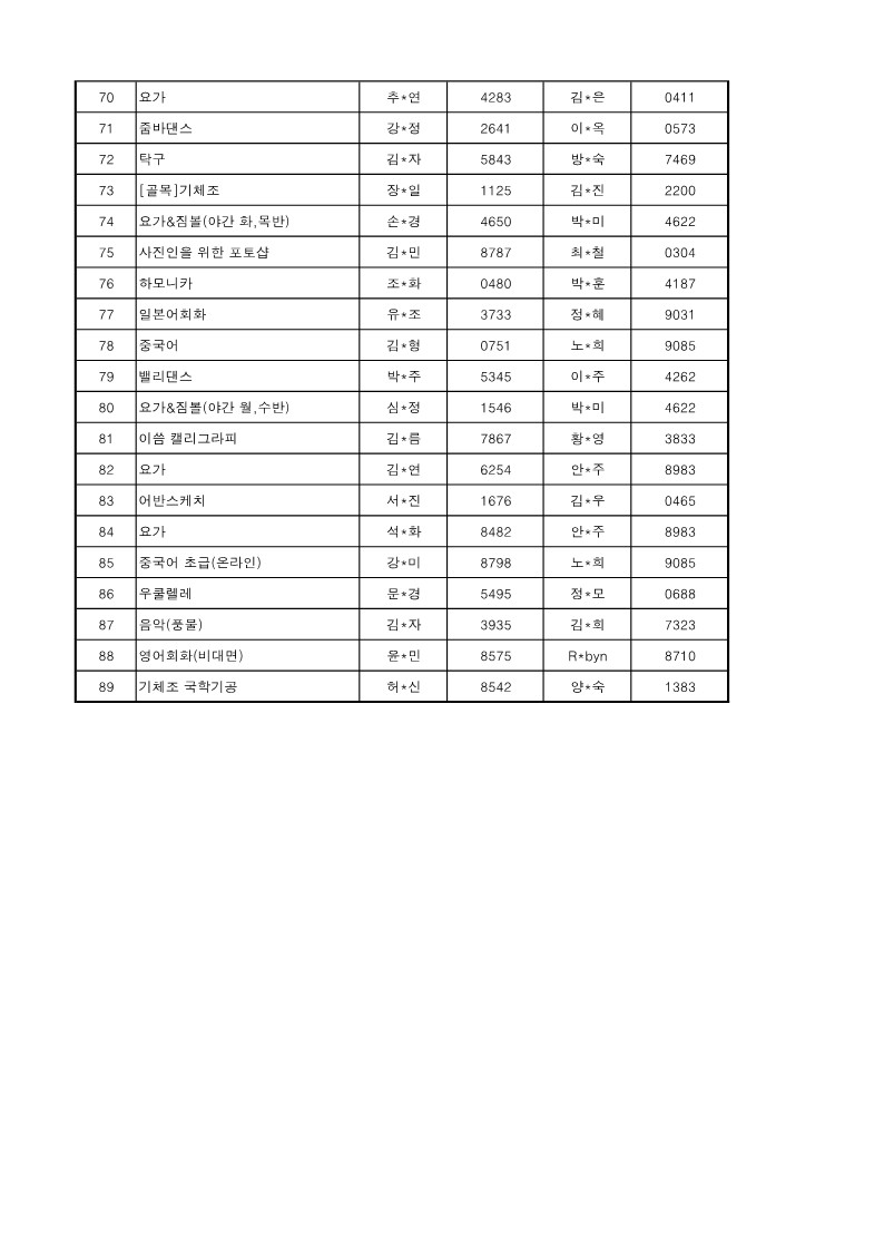 【2023년 하반기 배달강좌·골목강좌】 강좌번호 및 강좌명 공지 안내 첨부 이미지