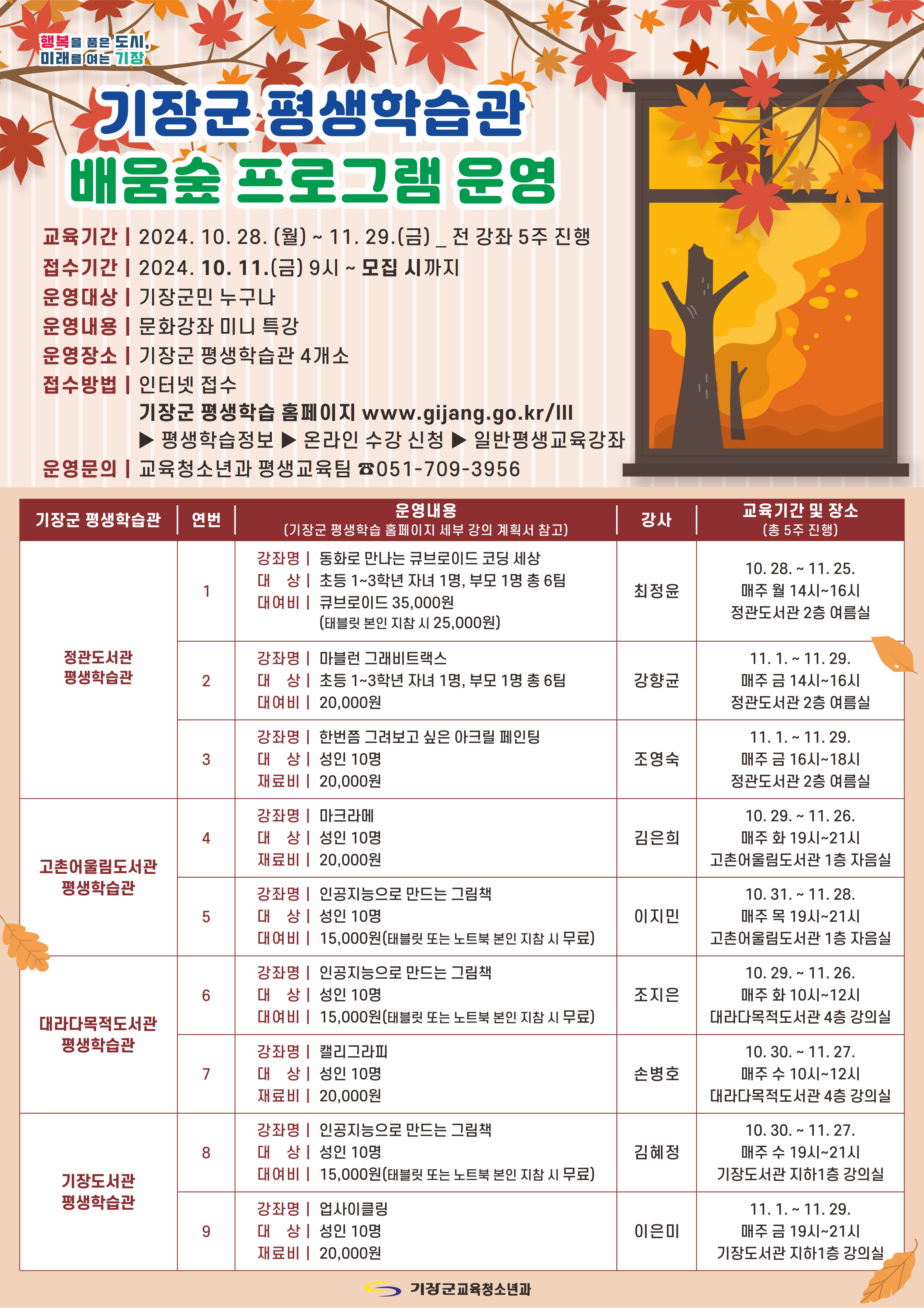 기장군 평생학습관 배움숲 프로그램 운영 첨부 이미지