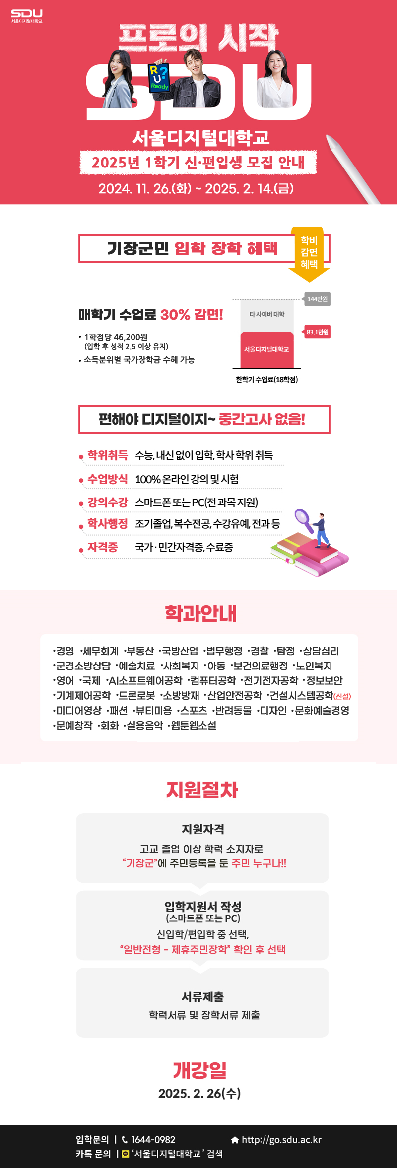 [안내](기장군민 입학특전)2025-1학기 서울디지털대학교 신.편입생 모집 안내 첨부 이미지